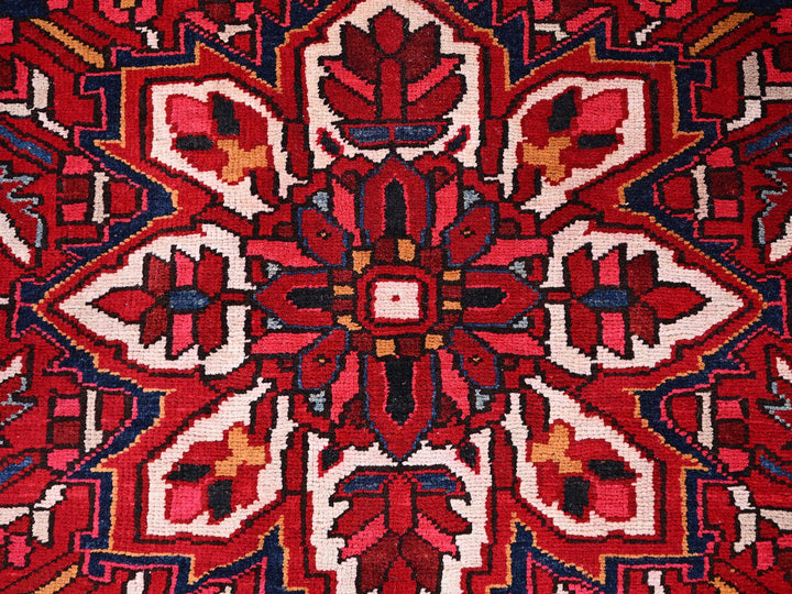 9'7" x 12'6" Vintage Hand Knotted Red Wool Rectangle Oriental Rug - MOA10286143