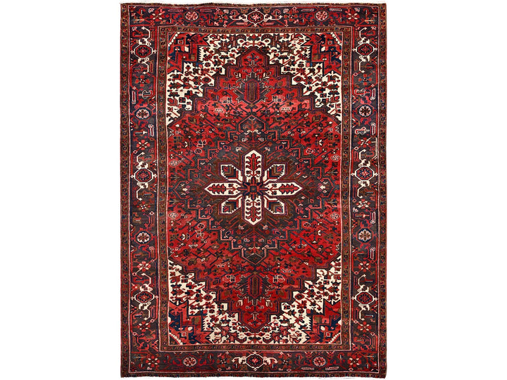 6'8" x 9'5" Vintage Hand Knotted Red Wool Rectangle Oriental Rug - MOA10286153