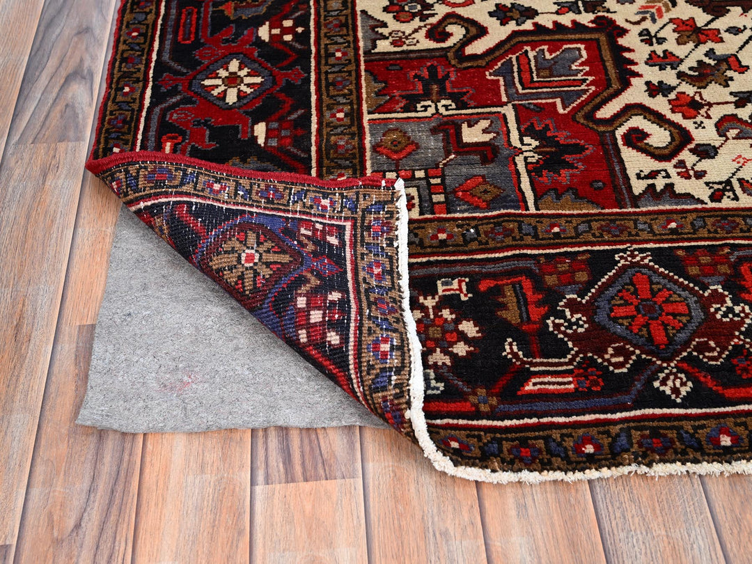6'8" x 9'5" Vintage Hand Knotted Red Wool Rectangle Oriental Rug - MOA10286153