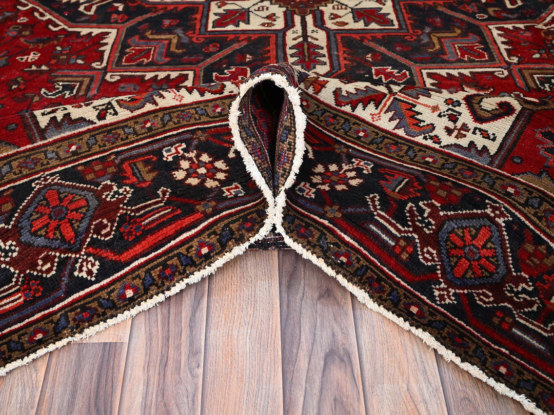 6'8" x 9'5" Vintage Hand Knotted Red Wool Rectangle Oriental Rug - MOA10286153