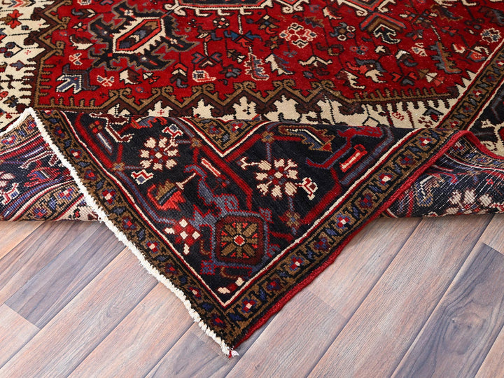 6'8" x 9'5" Vintage Hand Knotted Red Wool Rectangle Oriental Rug - MOA10286153