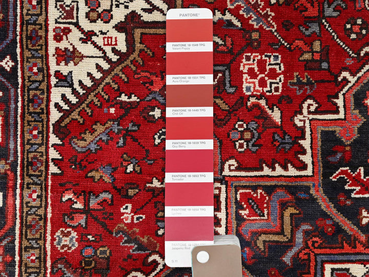6'8" x 9'5" Vintage Hand Knotted Red Wool Rectangle Oriental Rug - MOA10286153