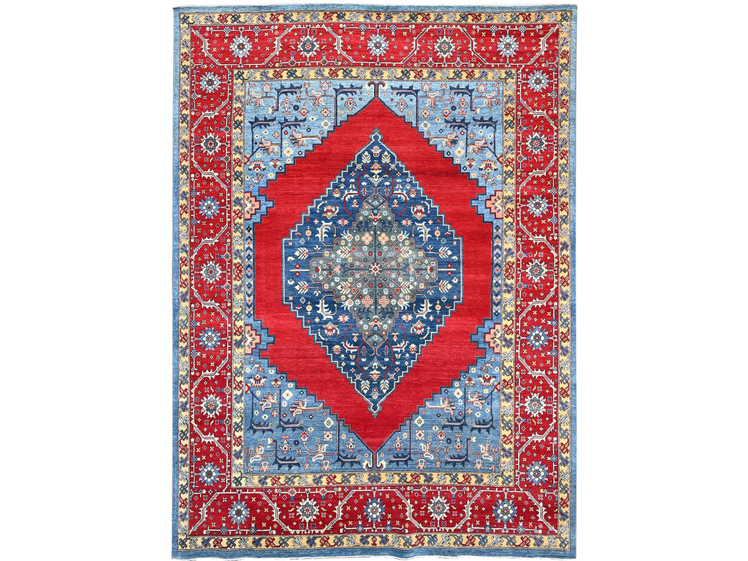 8'10" x 11'11" New Hand Knotted Red Wool Rectangle Oriental Rug - MOA10286157