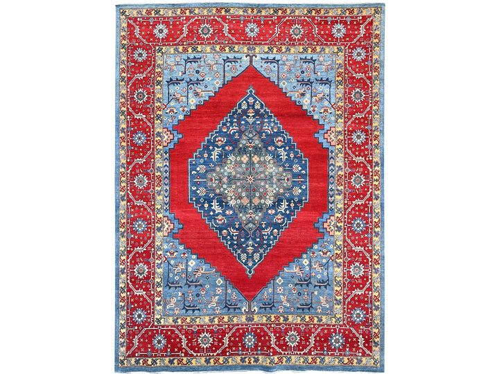8'10" x 11'11" New Hand Knotted Red Wool Rectangle Oriental Rug - MOA10286157