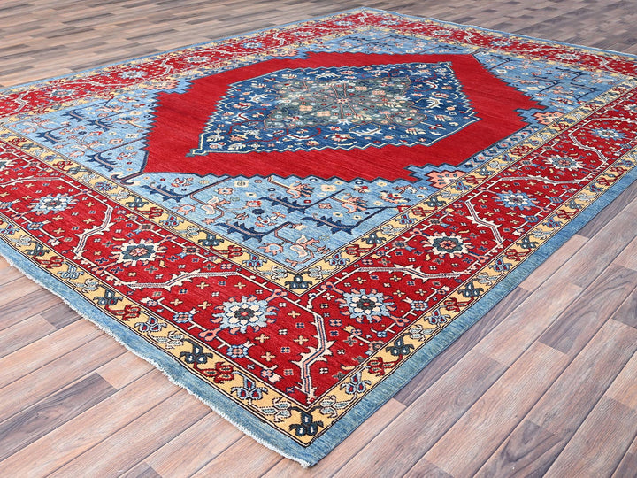 8'10" x 11'11" New Hand Knotted Red Wool Rectangle Oriental Rug - MOA10286157