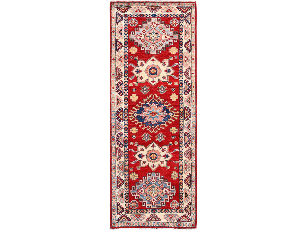 2'1" x 5'6" New Hand Knotted Red Wool Runner Oriental Rug - MOA10286168