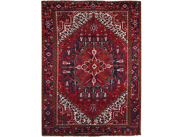 7'1" x 9'6" Vintage Hand Knotted Red Wool Rectangle Oriental Rug - MOA10286174