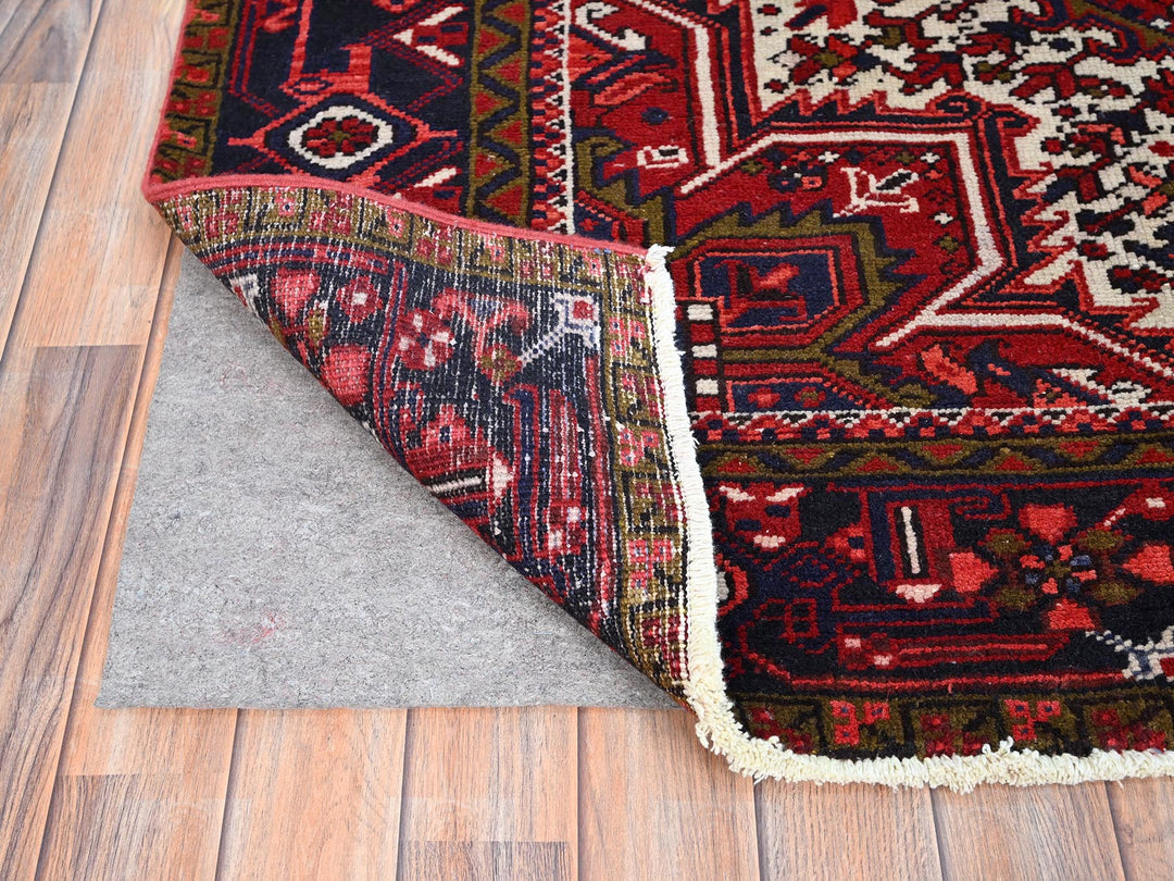 7'1" x 9'6" Vintage Hand Knotted Red Wool Rectangle Oriental Rug - MOA10286174