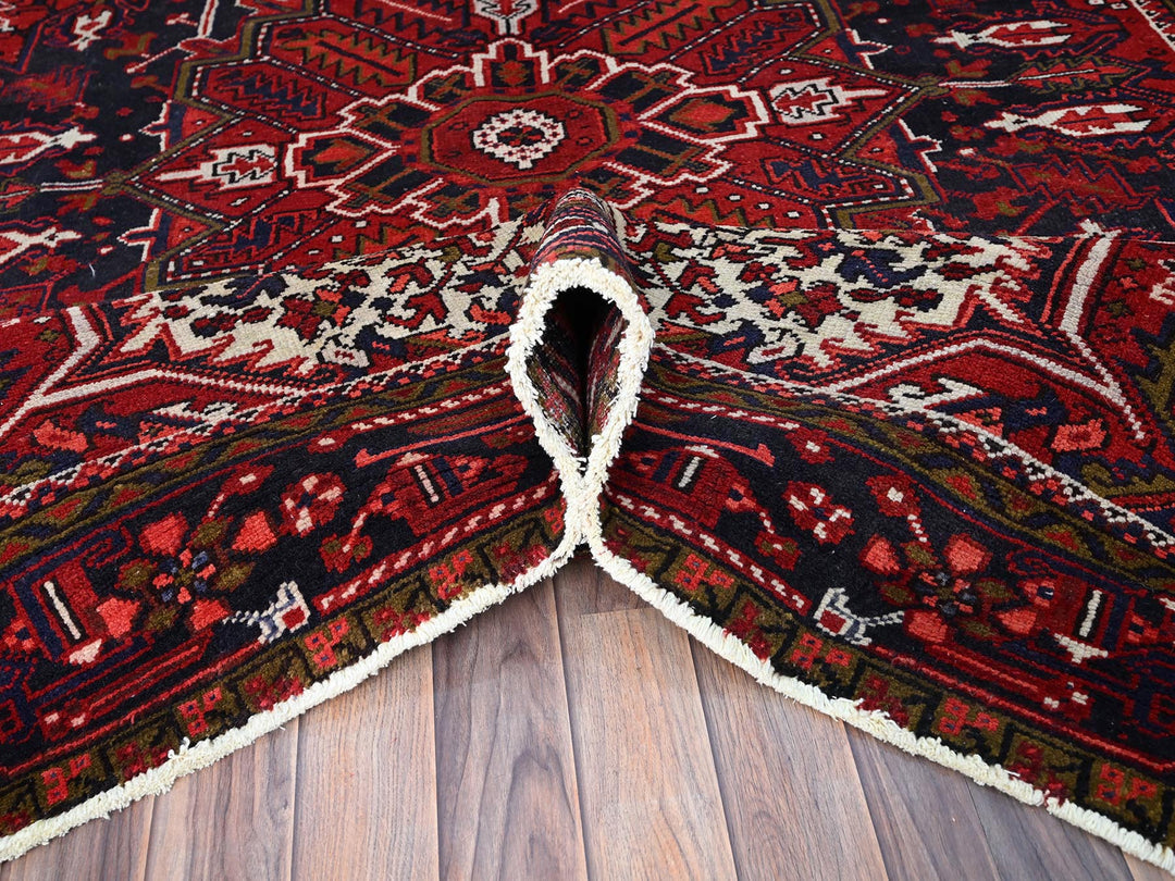 7'1" x 9'6" Vintage Hand Knotted Red Wool Rectangle Oriental Rug - MOA10286174