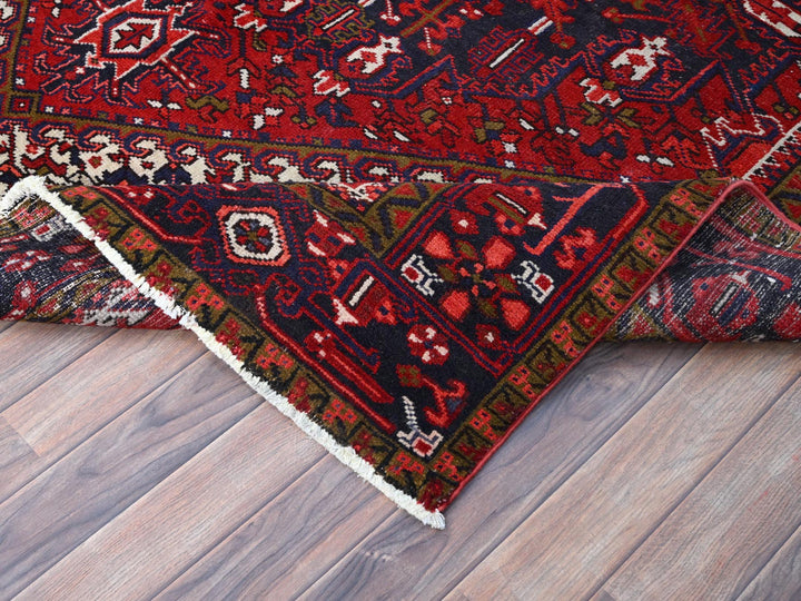 7'1" x 9'6" Vintage Hand Knotted Red Wool Rectangle Oriental Rug - MOA10286174