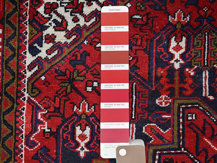 7'1" x 9'6" Vintage Hand Knotted Red Wool Rectangle Oriental Rug - MOA10286174