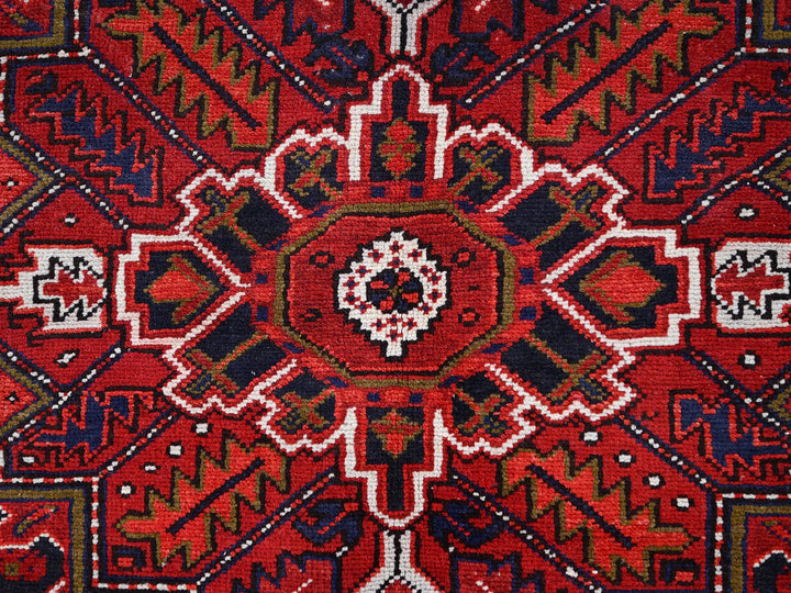 7'1" x 9'6" Vintage Hand Knotted Red Wool Rectangle Oriental Rug - MOA10286174