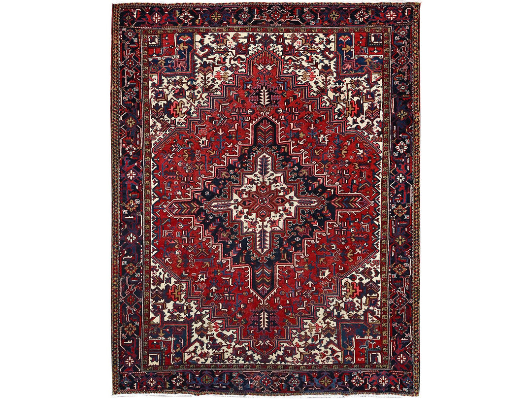 8'11" x 11'3" Vintage Hand Knotted Red Wool Rectangle Oriental Rug - MOA10286177