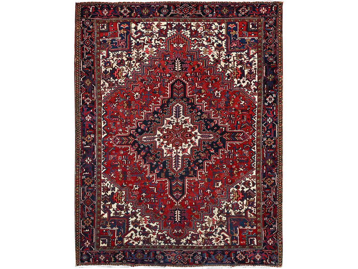 8'11" x 11'3" Vintage Hand Knotted Red Wool Rectangle Oriental Rug - MOA10286177