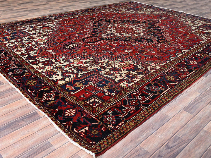 8'11" x 11'3" Vintage Hand Knotted Red Wool Rectangle Oriental Rug - MOA10286177