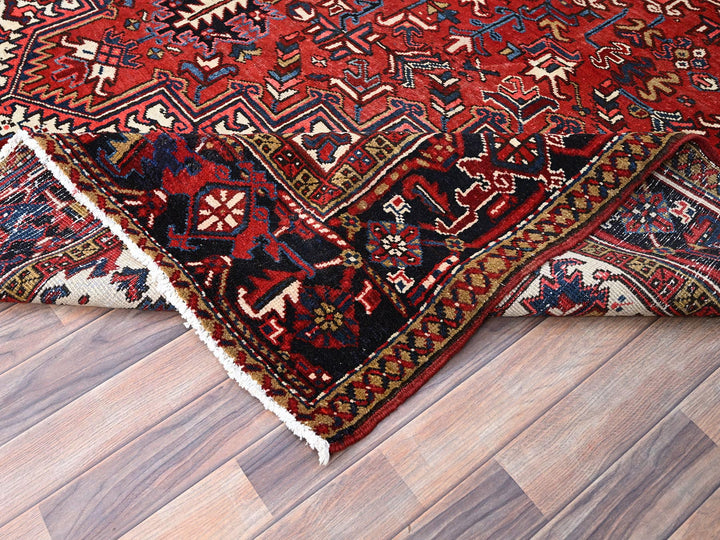 8'11" x 11'3" Vintage Hand Knotted Red Wool Rectangle Oriental Rug - MOA10286177