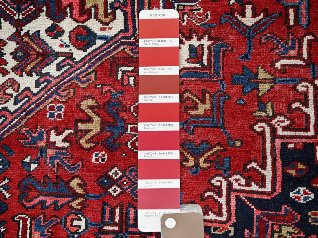 8'11" x 11'3" Vintage Hand Knotted Red Wool Rectangle Oriental Rug - MOA10286177