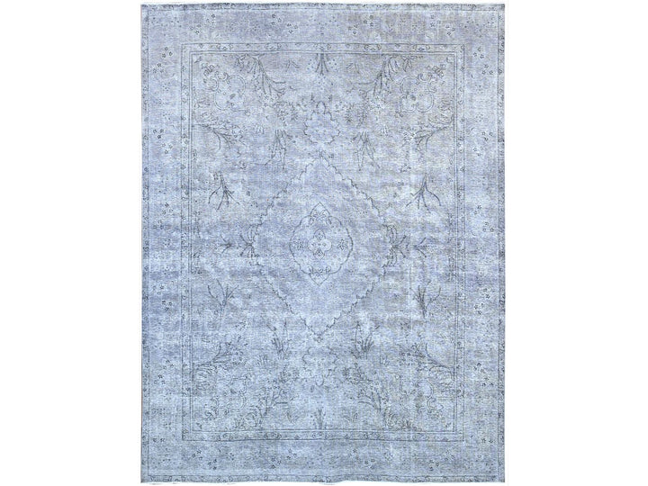 9'6" x 12'4" Vintage Hand Knotted Grey Wool Rectangle Oriental Rug - MOA10286193