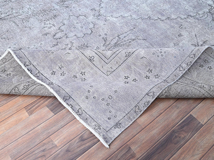 9'6" x 12'4" Vintage Hand Knotted Grey Wool Rectangle Oriental Rug - MOA10286193