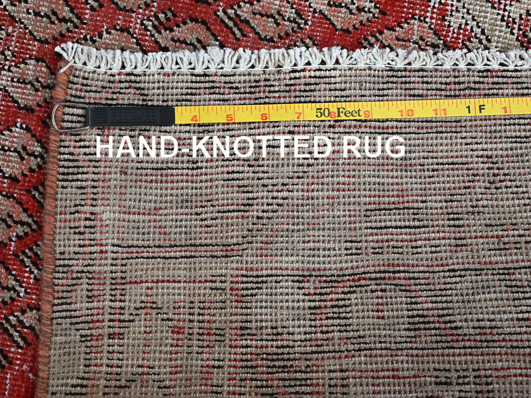 3'10" x 6'1" Vintage Hand Knotted Red Wool Rectangle Oriental Rug - MOA102861