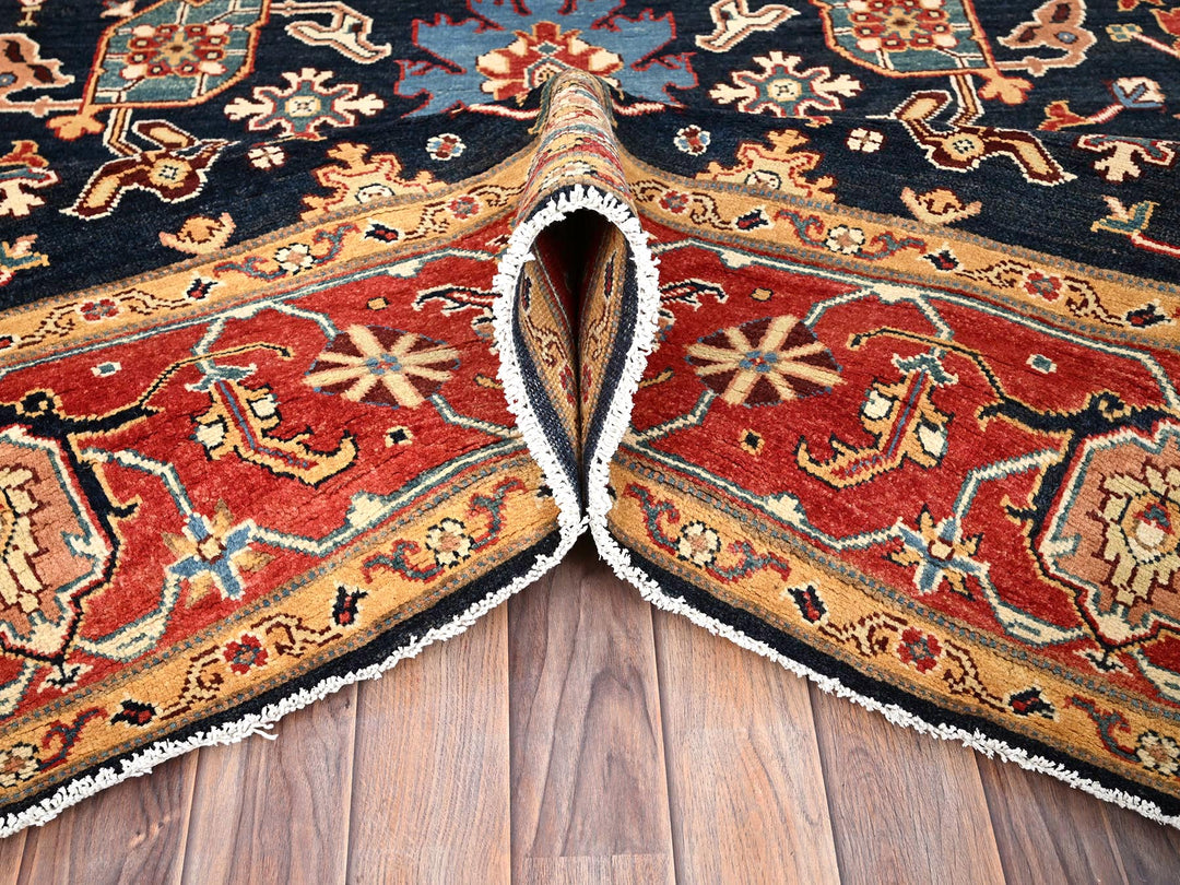 8'2" x 9'7" New Hand Knotted Blue Wool Rectangle Oriental Rug - MOA10286200