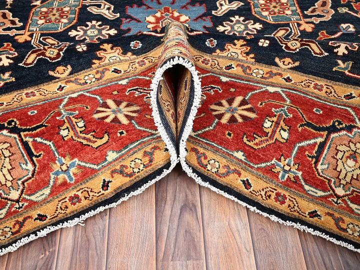 8'2" x 9'7" New Hand Knotted Blue Wool Rectangle Oriental Rug - MOA10286200