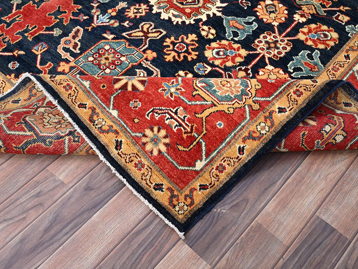 8'2" x 9'7" New Hand Knotted Blue Wool Rectangle Oriental Rug - MOA10286200