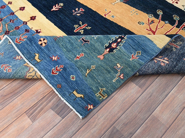 8'0" x 9'7" New Hand Knotted Blue Wool Rectangle Oriental Rug - MOA10286214