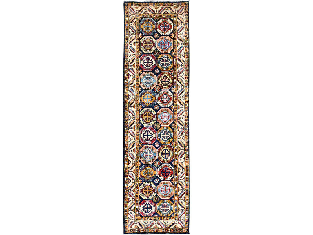 2'7" x 9'6" New Hand Knotted Blue Wool Runner Oriental Rug - MOA10286248