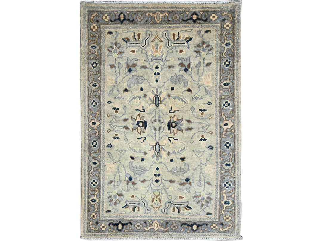 2'1" x 3'0" New Hand Knotted Ivory Wool Rectangle Oriental Rug - MOA10286381