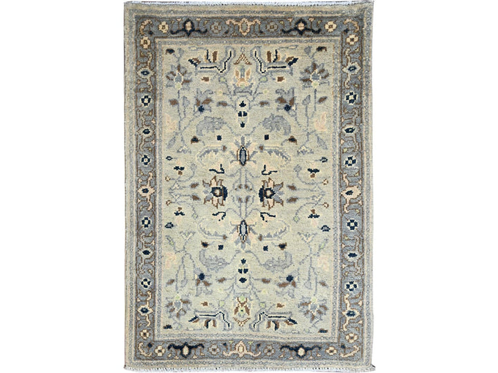 2'1" x 3'0" New Hand Knotted Ivory Wool Rectangle Oriental Rug - MOA10286381
