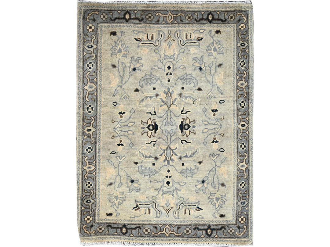 2'3" x 3'0" New Hand Knotted Ivory Wool Rectangle Oriental Rug - MOA10286382
