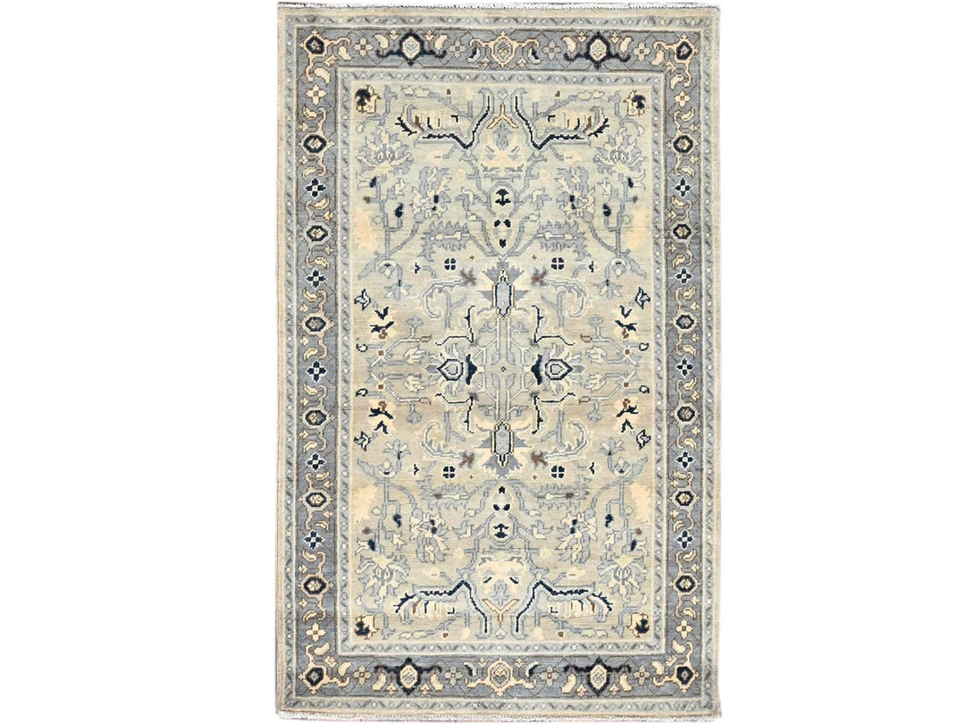 3'0" x 4'10" New Hand Knotted Ivory Wool Rectangle Oriental Rug - MOA10286389