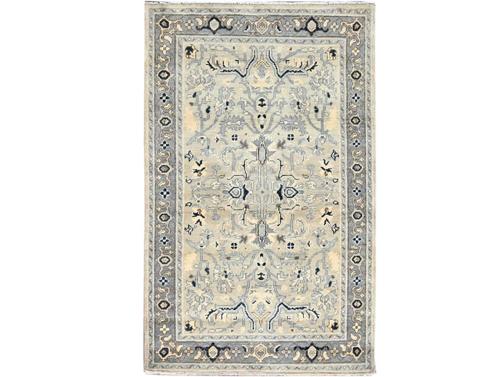 3'0" x 4'10" New Hand Knotted Ivory Wool Rectangle Oriental Rug - MOA10286389