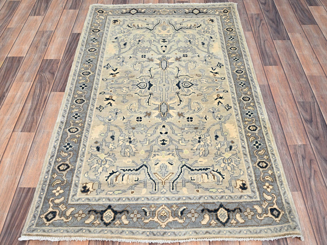 3'0" x 4'10" New Hand Knotted Ivory Wool Rectangle Oriental Rug - MOA10286389