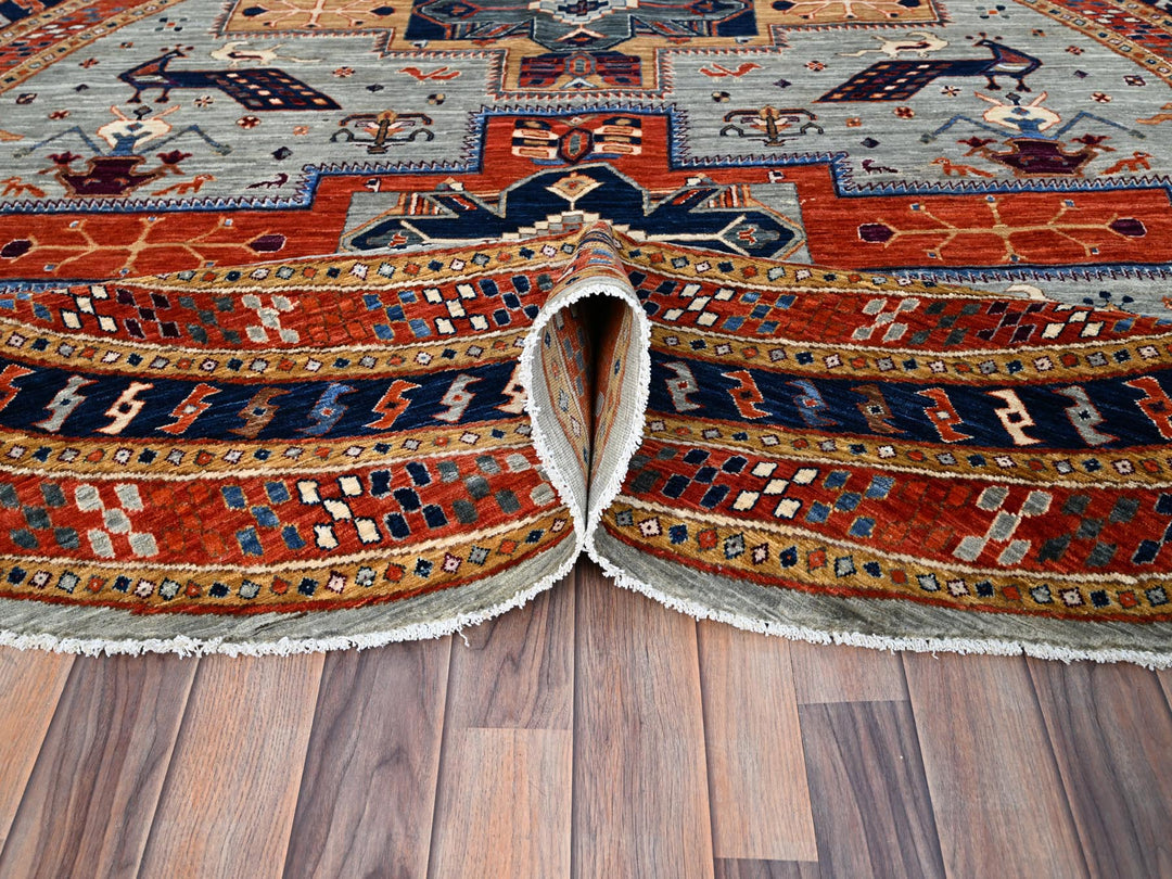 7'10" x 8'0" New Hand Knotted Grey Wool Round Oriental Rug - MOA10286412