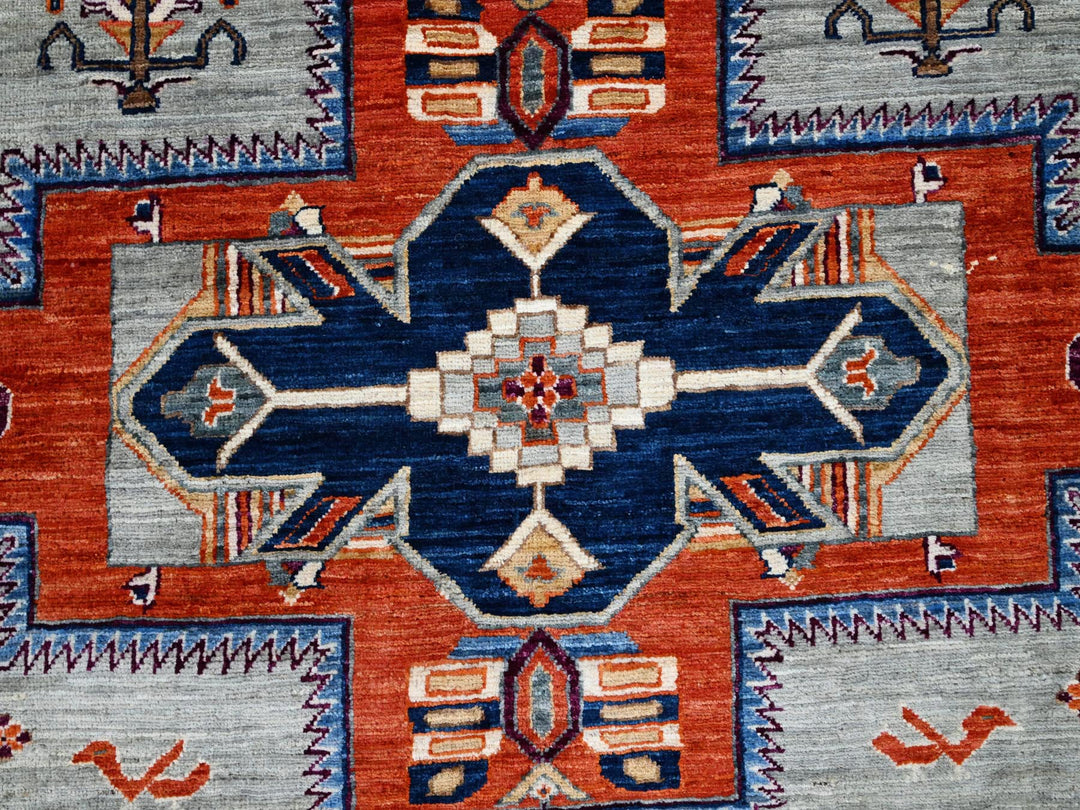 7'10" x 8'0" New Hand Knotted Grey Wool Round Oriental Rug - MOA10286412