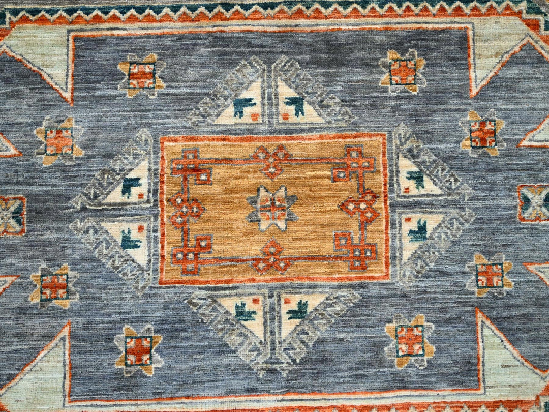7'11" x 8'2" New Hand Knotted Grey Wool Round Oriental Rug - MOA10286413