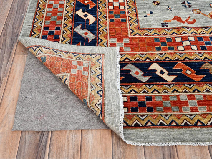 9'9" x 9'10" New Hand Knotted Grey Wool Square Oriental Rug - MOA10286416