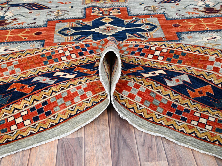 9'9" x 9'10" New Hand Knotted Grey Wool Square Oriental Rug - MOA10286416