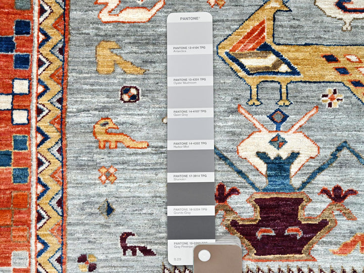 9'9" x 9'10" New Hand Knotted Grey Wool Square Oriental Rug - MOA10286416