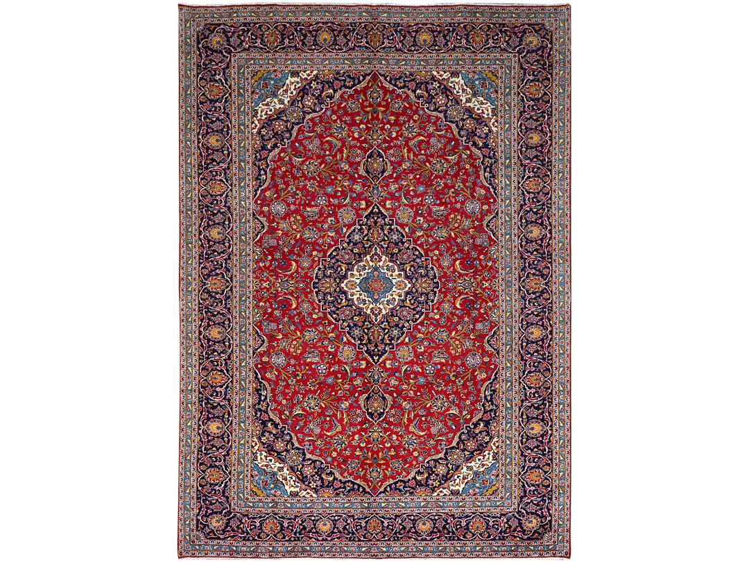 9'8" x 12'10" Vintage Hand Knotted Red Wool Rectangle Oriental Rug - MOA10286427
