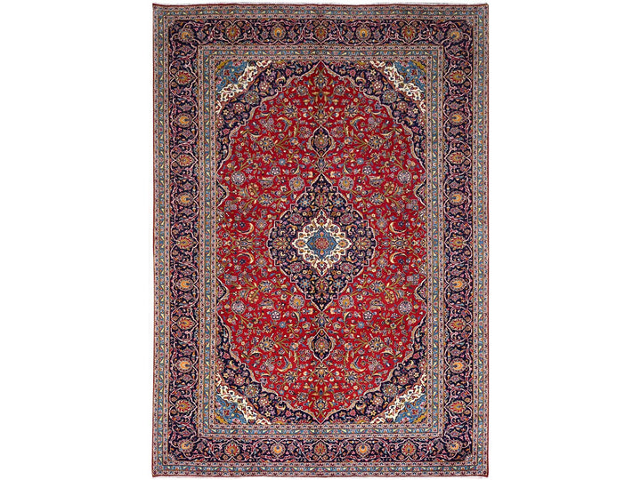 9'8" x 12'10" Vintage Hand Knotted Red Wool Rectangle Oriental Rug - MOA10286427