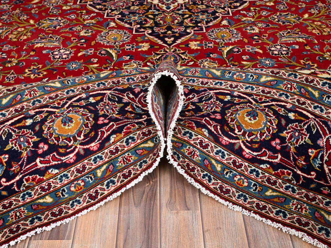 9'8" x 12'10" Vintage Hand Knotted Red Wool Rectangle Oriental Rug - MOA10286427