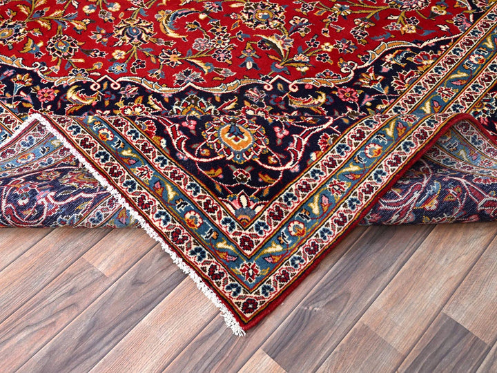 9'8" x 12'10" Vintage Hand Knotted Red Wool Rectangle Oriental Rug - MOA10286427