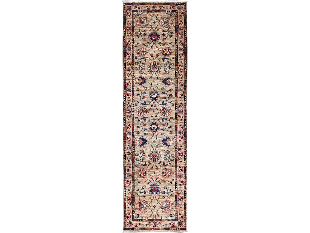 2'7" x 9'5" New Hand Knotted Beige Wool Runner Oriental Rug - MOA10286487