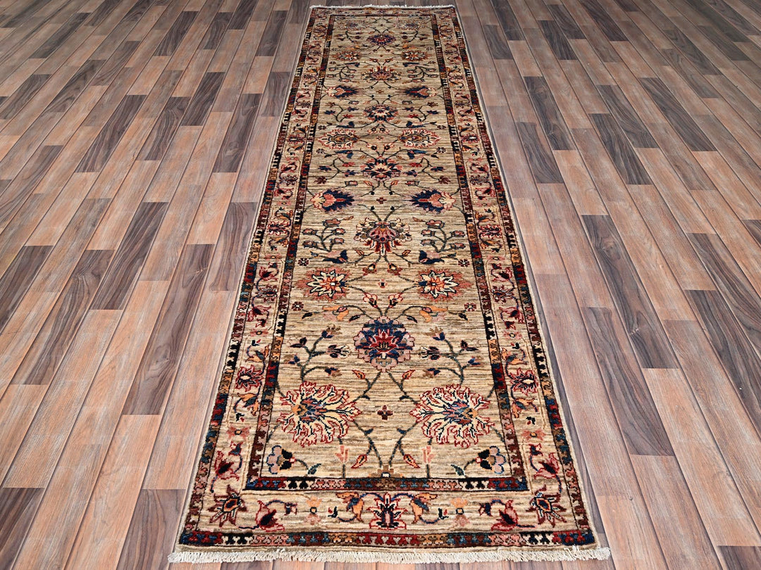 2'7" x 9'5" New Hand Knotted Beige Wool Runner Oriental Rug - MOA10286487