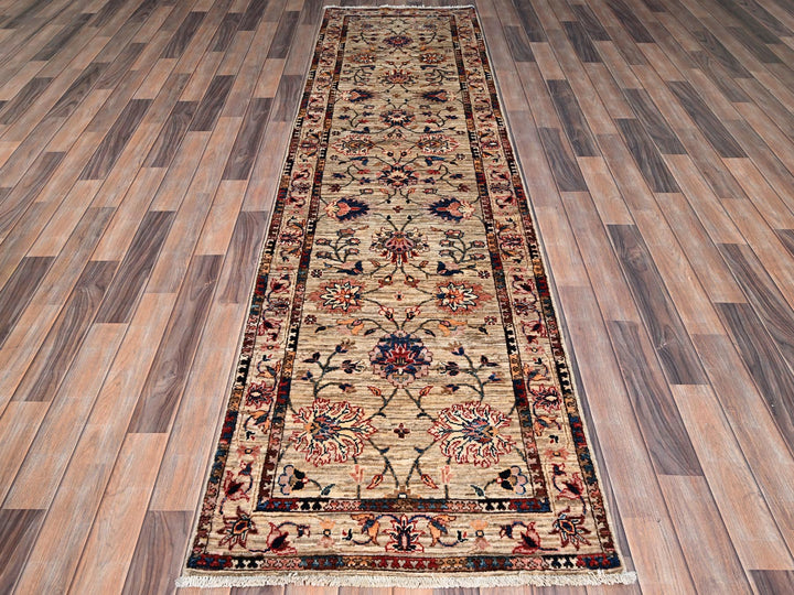 2'7" x 9'5" New Hand Knotted Beige Wool Runner Oriental Rug - MOA10286487