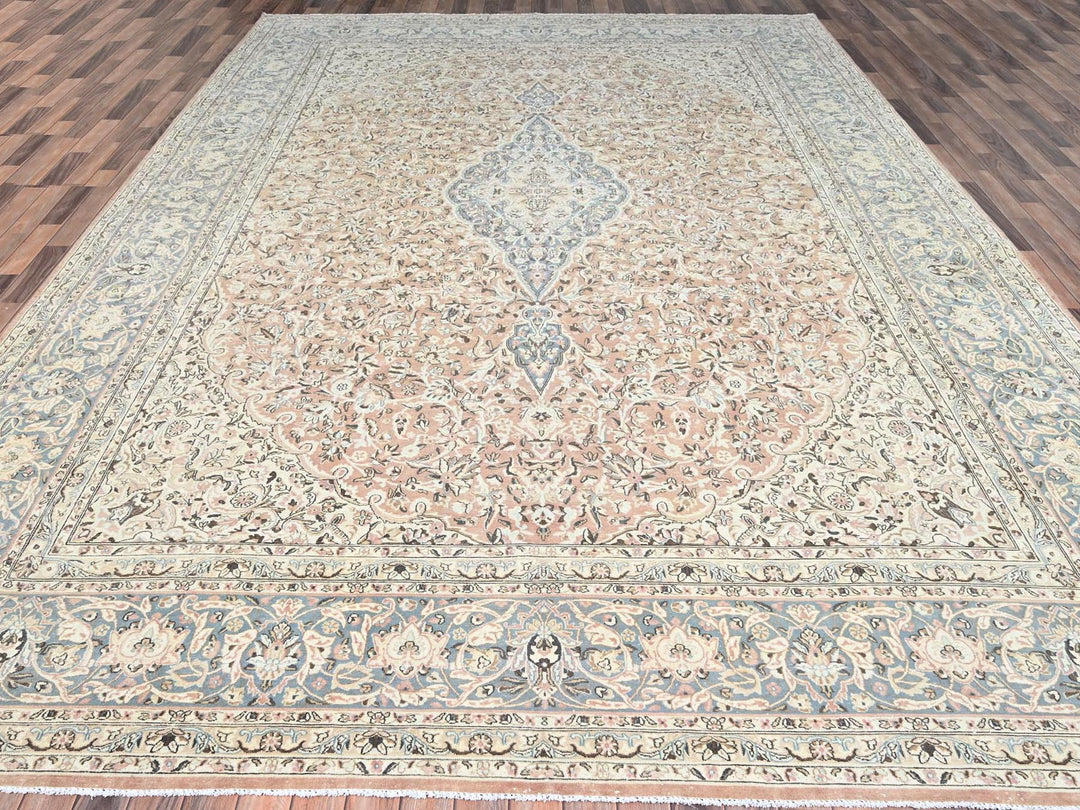 11'1" x 17'2" Vintage Hand Knotted Orange Wool Rectangle Oriental Rug - MOA10286493
