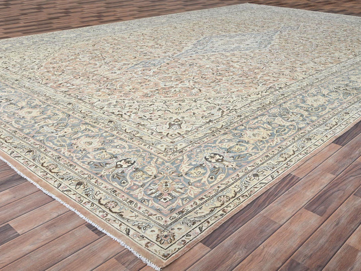 11'1" x 17'2" Vintage Hand Knotted Orange Wool Rectangle Oriental Rug - MOA10286493